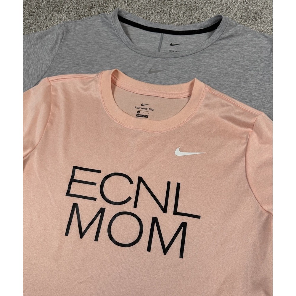 Nike Dri‎ Fit Womens T-Shirts - Lot Of 2 - ECNL Mom And Solid Gray Swoosh L / XL